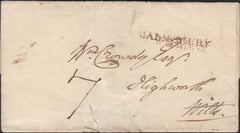 139898 CIRCA 1825 MAIL MALMESBURY TO HIGHWORTH WITH 'MALMSBURY' HAND STAMP (WL378).