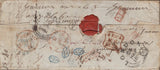 139901 1839 MAIL HUDDERSFIELD TO PARIS, UNDELIVERED AND RETURNED TO HUDDERSFIELD WITH MANY DATE STAMPS AND HAND STAMPS.