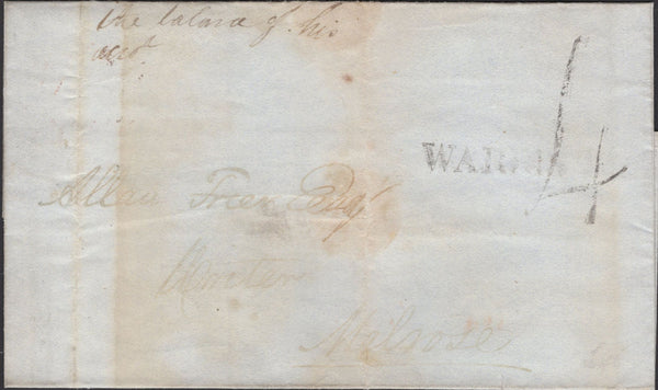 139903 1840 UNIFORM FOURPENNY POST EDINBURGH TO MELROSE WITH HAND STAMP '4'.