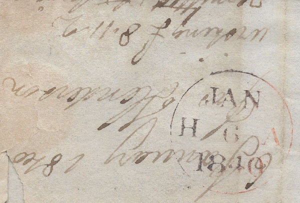 139903 1840 UNIFORM FOURPENNY POST EDINBURGH TO MELROSE WITH HAND STAMP '4'.