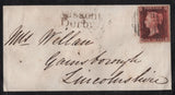 139908 1858 MOURNING ENVELOPE LICHFIELD TO GAINSBOROUGH, DIE 2 1D PL.46 (SG36) 'Missent to/Derby' HAND STAMP (DY165).