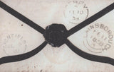 139908 1858 MOURNING ENVELOPE LICHFIELD TO GAINSBOROUGH, DIE 2 1D PL.46 (SG36) 'Missent to/Derby' HAND STAMP (DY165).