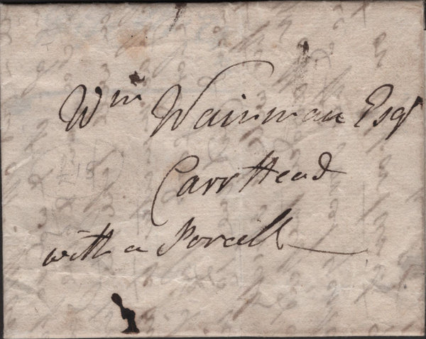 139910 CIRCA 1830 CARRIERS MAIL TO CARR HEAD 'with a Parcell'.