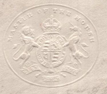 139914 1911 ROYALTY MAIL USED IN LONDON 'MASTER OF THE HORSE/CROWN/ROYAL MEWS, S.W.' CACHET.
