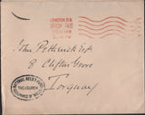 139915 1914 ROYAL HOUSEHOLD MAIL BUCKINGHAM PALACE TO TORQUAY WITH 'NATIONAL RELIEF FUND/TREASURER/H.R.H. PRINCE OF WALES' CACHET.