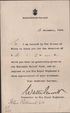 139915 1914 ROYAL HOUSEHOLD MAIL BUCKINGHAM PALACE TO TORQUAY WITH 'NATIONAL RELIEF FUND/TREASURER/H.R.H. PRINCE OF WALES' CACHET.