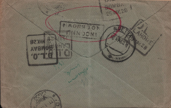 139928 1928 UNDELIVERED MAIL BATTERSEA, LONDON TO PERSIA WITH KGV 2½D.
