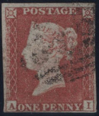 139933 1852 DIE 1 1D PL.147 (SG8)(AI) GOOD USED, MISSING IMPRIMATUR LETTERING.
