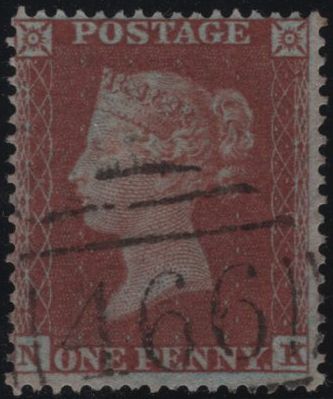 139935 1854 DIE1 1D PL.191 (SG17)(NK) VERY FINE USED.