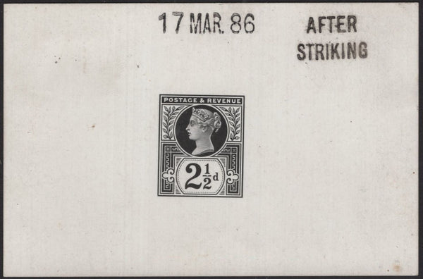 139946 1886 2½D JUBILEE (SG201) DIE PROOF 'AFTER STRIKING' .