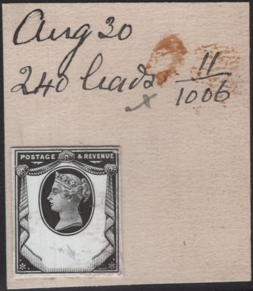 139949 1886 1½D JUBILEE (SG198) DIE PROOF EX. DE LA RUE STRIKING BOOKS.