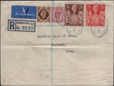 139972 1940 REGISTERED AIR MAIL MANCHESTER TO BAGHDAD, IRAQ WITH KGVI 2/6 BROWN (SG476) AND 5S RED (SG477).