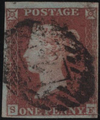139986 1851 1D PL.107 (SG8)(SF CONSTANT VARIETY 'S INVERTED' SPEC BS91c) FINE USED.
