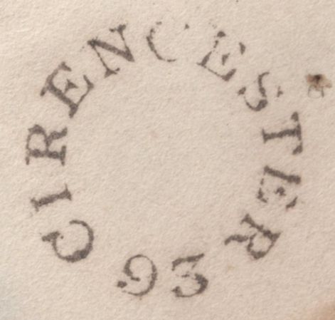 139991 1827 CROSS POST MAIL CIRENCESTER, GLOS TO EVESHAM WITH MANUSCRIPT 'X at Oxford' AND 'CIRENCESTER/93' MILEAGE MARK (GL222).
