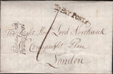139992 1838 MAIL NORTHWICK PARK, GLOS TO LONDON SENT FREE MAIL WITH 'Moreton in Marsh/Penny Post' HAND STAMP (GL567) AND 'MORETON IN MARSH' UDC (GL560).