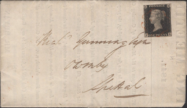 139993 1841 'BARTON-UPON-HUMBER COURSING CLUB' PRINTED RULES AND REGULATIONS ETC FROM BARTON TO SPITTAL WITH 1D BLACK PL.5 (SG2).