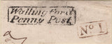 139998 CIRCA 1820-1830 FOUR PIECES WITH BERKSHIRE 'PENNY POST' HAND STAMPS.