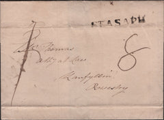 140005 1813 MAIL ST ASAPH, FLINTSHIRE TO LLANFYLLIN WITH 'ST. ASAPH' HAND STAMP (W2152).