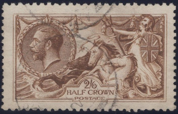 140019 1915 2/6 DE LA RUE YELLOW-BROWN SEAHORSE (SG406) FINE TO VERY FINE USED.