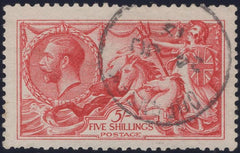 140020 1915 5S DE LA RUE SEAHORSE BRIGHT CARMINE (SG409) FINE USED.