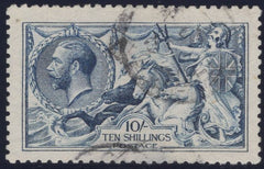 140022 1915 10S DE LA RUE SEAHORSE DEEP BLUE (SG411) FINE USED.