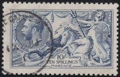 140024 1915 10S DE LA RUE SEAHORSE PALE BLUE (SG413) SUPERB USED.