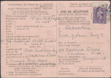 140052 1951 'ADVICE OF DELIVERY' CARD CONCERNING OVERSEAS REGISTERED PACKET TO PENANG WITH KGVI 3D PALE VIOLET (SG490).