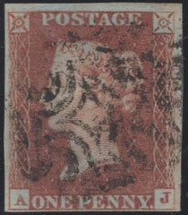140058 1841 1D RED PL.XI (SG7)(AJ) GOOD TO FINE USED.