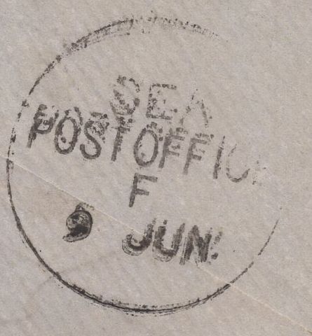 140060 1881 MAIL CHELTENHAM TO MADRAS WITH 5D INDIGO (SG169) CHELTENHAM SQUARED CIRCLE.