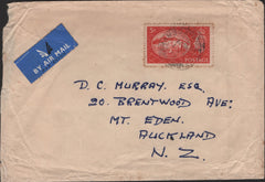 140069 1952 AIR MAIL RAMSGATE TO AUCKLAND, NEW ZEALAND WITH KGVI 5S RED (SG510).