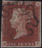 140128 1841 1D GREY-BLACK PLATE ELEVEN (SG3) MATCHED PAIR LETTERED EJ, GOOD USED.
