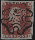 140131 1841 1D GREY-BLACK PLATE ELEVEN (SG3)(JF) WITH RED MALTESE CROSS (SPEC AS72e CAT £25,000) GOOD USED.