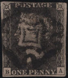 140136 1841 1D GREY-BLACK PLATE ELEVEN (SG3)(BA) DISTINCTIVE MALTESE CROSS OF PLYMOUTH (SPEC A1ui) MATCHED PAIR, GOOD USED.