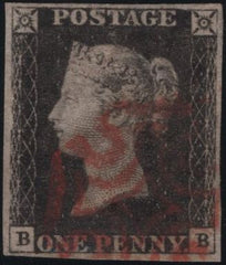 140143 1840 1D BLACK PL.4 (SG2)(BB) FINE TO VERY FINE USED.