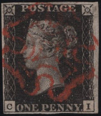 140145 1840 1D INTENSE BLACK PL.4 (SG1/SPEC AS22)(CI) FINE USED.