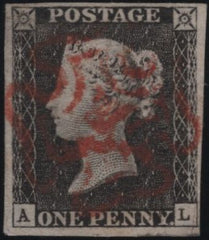 140148 1840 1D GREY-BLACK PL.3 (SG3)(AL) FINE TO VERY FINE USED.