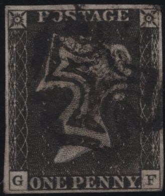140150 1840 1D GREY-BLACK PL.3 (SG3)(GF) FINE USED WITH MANCHESTER DISTINCTIVE 'FISHTAIL' MALTESE CROSS (SPEC A1uf).