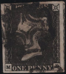 140151 1840 1D BLACK PL.3 (SG2)(MB) GOOD USED.