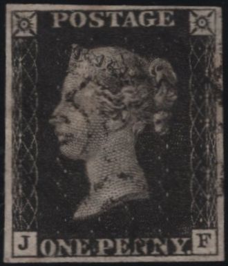 140153 1840 1D BLACK PL.9 (SG2)(JF) FINE USED.