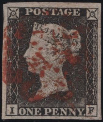 140157 1840 1D GREY-BLACK PLATE 1A (SG3)(IF) FINE USED.