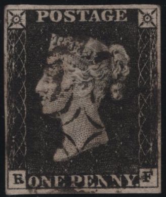 140160 1840 1D BLACK PLATE 1A (SG2)(RF) BLACK MALTESE CROSS (SPEC AS1f) FINE USED.