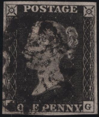 140163 1840 1D BLACK PLATE TEN (SG2)(KG) FINE USED.