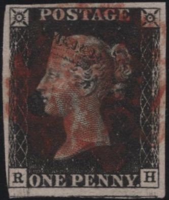 140168 1840 1D BLACK PL.6 (SG2)(RH) FINE USED.