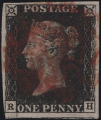140168 1840 1D BLACK PL.6 (SG2)(RH) FINE USED.