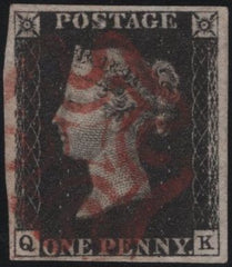 140170 1840 1D BLACK PL.6 (SG2)(QK MAJOR RE-ENTRY SPEC AS41a) FINE TO VERY FINE USED.