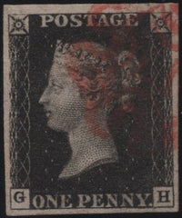 140172 1840 1D BLACK PL.6 (SG2)(GH) SUPERB USED.