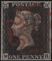 140174 1840 1D INTENSE BLACK PL.4 (SG1 SPEC AS22)(MH) VERY FINE USED.