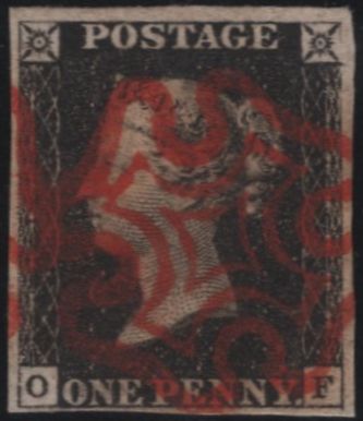 140175 1840 1D BLACK PL.4 (SG2)(OF) FINE USED.