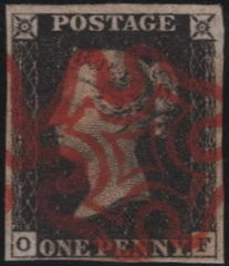 140175 1840 1D BLACK PL.4 (SG2)(OF) FINE USED.