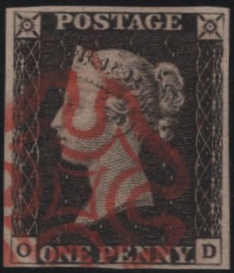 140178 1840 1D BLACK PL.3 (SG2)(OD) FINE TO VERY FINE USED.